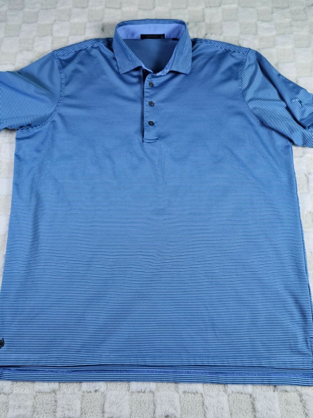 Greyson Polo Mens XL Blue Striped Golf Shirt Short Sleeve Performance Tech Wolf
